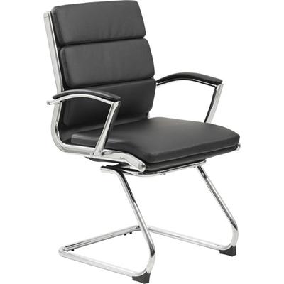 Boss Contemporary Executive Guest Chair In Caressoft Plus - Black Seat Color - Vinyl Seat Material - Cantilever Base - Black - 1 Each