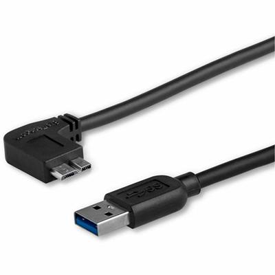 StarTech.com Slim Micro USB 3.0 Cable - Left-Angle Micro-USB - 2m (6ft) - 6.56 ft USB/USB Micro-B Data Transfer Cable for Tablet, Portable Hard Drive, Card Reader, Storage Enclosure, Notebook, Desktop Computer - First End: 1 x 9-pin USB 3.0 Type A - 