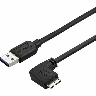 StarTech.com Slim Micro USB 3.0 Cable - Right-Angle Micro-USB - 2m (6ft) - 6.56 ft USB/USB Micro-B Data Transfer Cable for Tablet, Portable Hard Drive, Card Reader, Storage Enclosure, Notebook, Desktop Computer - First End: 1 x 9-pin USB 3.0 Type A -