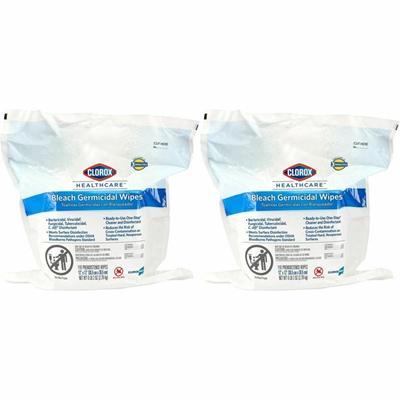 Clorox Healthcare Bleach Germicidal Wipes Bucket Refill - For Healthcare - Ready-To-Use - 12" Length x 12" Width - Recommended For: Bacteria Remover, Virus Remover, Fungi Remover, Germs Remover - Disinfectant, Anti-bacterial - White - 110/Bag - 2 / C