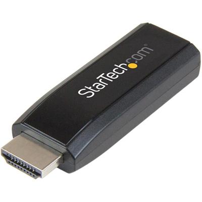 StarTech.com HDMI to VGA Converter with Audio - Compact Adapter - 1920x1200 - 1 x 19-pin HDMI Digital Audio/Video Male - 1 x 15-pin HD-15 VGA Female, 1 x Mini-phone Stereo Audio Female - 1920 x 1200 Supported - Black - 1 Each