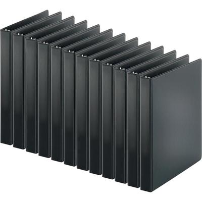 Business Source Basic Round-ring Binder - 1" Binder Capacity - Letter - 8 1/2" x 11" Sheet Size - 3 Ring(s) - Fastener(s): Round Ring - Pocket(s): Inside Front & Back - Chipboard, Polypropylene - Black - 9.60 oz - Sturdy, Non Locking Mechanism, Expos