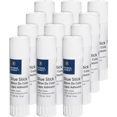 Business Source Glue Stick - 1.26 oz - White - 12 / Pack