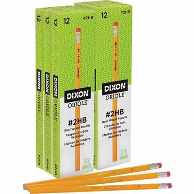 Dixon Wood-Cased Pencils - Black Lead - #2 - Yellow Wood Barrel - 1 Dozen/Box - 6 / Pack