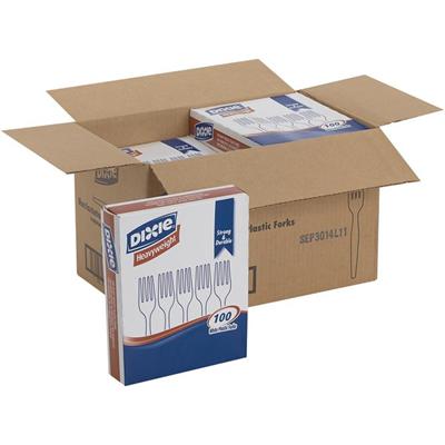 Dixie Heavyweight Disposable Forks Grab-N-Go by GP Pro - Fork - 1000 x Fork - White - 100/Box - 10 / Carton