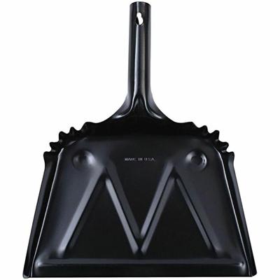 Genuine Joe Heavy-Duty Metal Dustpan - 12" Wide - Steel - Black - 1 Each