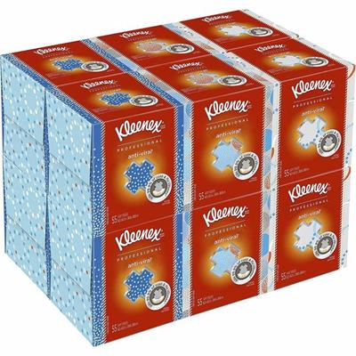 Kleenex Professional Anti-Viral Facial Tissue - 3 Ply - 8.20" Width x 8.20" Length - White - Paper - 55/Box - 4 / Carton
