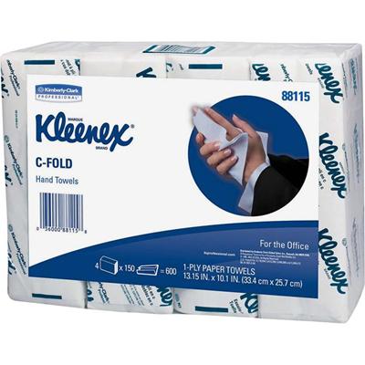 Kleenex C-Fold Hand Towels - 1 Ply - C-fold - 10.10" Width x 13.25" Length - White - 150/Bag - 4 / Carton