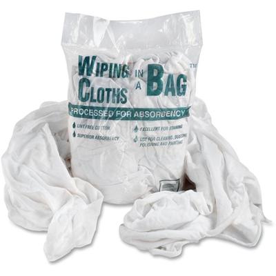 Bag A Rags Cotton Wiping Cloths - For Multipurpose - Absorbent, Lint-free - White - 12 / Carton