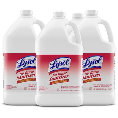 Professional Lysol No Rinse Sanitizer - For Sink, Floor, Wall, Bathtub, Food Service Area - Concentrate - 128 fl oz (4 quart) - Recommended For: Bacteria Remover, Fungi Remover, Virus Remover - Disinfectant, Anti-bacterial - 4 / Carton