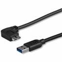 StarTech.com Slim Micro USB 3.0 Cable - Left-angle Micro-USB - 1m (3ft) - 3.28 ft USB Data Transfer Cable for Tablet, Hard Drive, Card Reader, Desktop Computer - First End: 1 x 9-pin USB 3.0 Type A - Male - Second End: 1 x 10-pin Micro USB 3.0 Type B