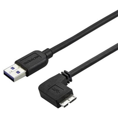StarTech.com Slim Micro USB 3.0 Cable - Right-angle Micro-USB - 1m (3ft) - 3.28 ft USB Data Transfer Cable for Tablet, Hard Drive, Card Reader, Desktop Computer, Notebook - First End: 1 x 9-pin USB 3.0 Type A - Male - Second End: 1 x 10-pin Micro USB