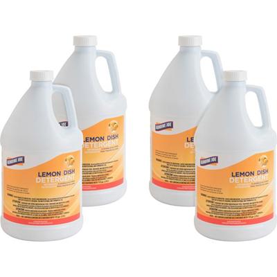 Genuine Joe Lemon Dish Detergent Gallon - For Multipurpose - 128 fl oz (4 quart) - Lemon Scent - Recommended For: Grease Remover - Film-free - White - 4 / Carton