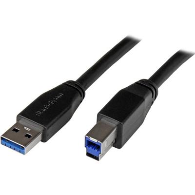 StarTech.com Active USB 3.0 USB-A to USB-B cable - 5m (15ft) - 16.40 ft USB/USB-B Data Transfer Cable for Portable Hard Drive, Hard Disk Drive Enclosure, Docking Station - First End: 1 x 9-pin USB 3.0 Type A - Male - Second End: 1 x 9-pin USB 3.0 Typ