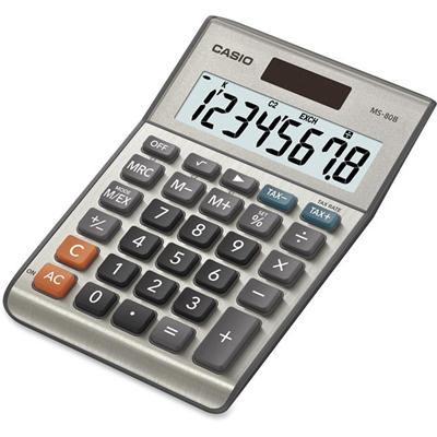 Casio MS80 Desktop Solar Tax Calculator - Extra Large Display, Dual Power, Rubber Feet, Key Rollover, 3-Key Memory, Sign Change, Easy-to-read Display, Independent Memory - Battery, Solar Powered - 5.8" Height x 4.1" Width x 1.1" Depth - Metal, Plasti