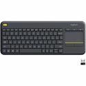 Logitech K400 Plus Touchpad Wireless Keyboard - Wireless Connectivity - USB Interface - Mute, Volume Up, Volume Down Hot Key(s) - English, French - QWERTY Layout - Smart TV, Computer - TouchPad - Black