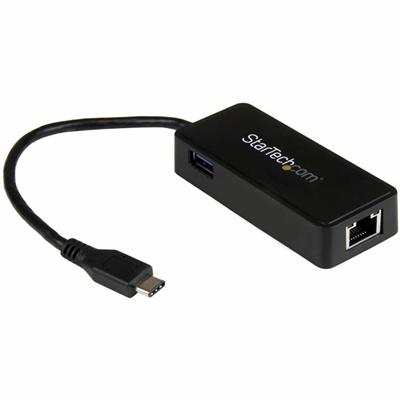 StarTech.com USB-C to Gigabit Network Adapter with Extra USB 3.0 Port - Black - USB 3.1 ASIX - AX88179 - 1 Port(s) - 1 - Twisted Pair - 10/100/1000Base-T - Desktop