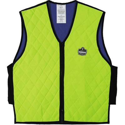 Ergodyne Chill-Its Evaporative Cooling Vest - Extra Large - Polymer, Nylon - Lime - Comfortable, High Visibility, Ventilation, Stretchable, Water Repellent, Lightweight, Durable, Washable, Zipper Closure - 1 Each