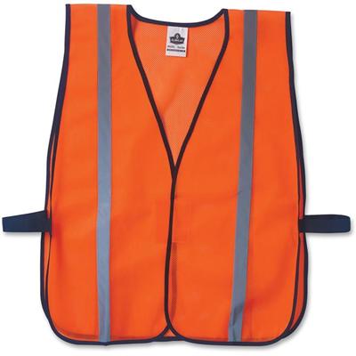 Ergodyne Orange Standard Vest - Fabric - Orange - High Visibility, Comfortable, Machine Washable, Breathable, Hook & Loop Closure, Reflective - 1 Each