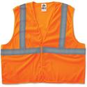 Ergodyne Class 2 Orange Super Econo Vest - 2-Xtra Large/3-Xtra Large - Orange - Reflective, Machine Washable, Lightweight, Hook & Loop Closure - 1 Each