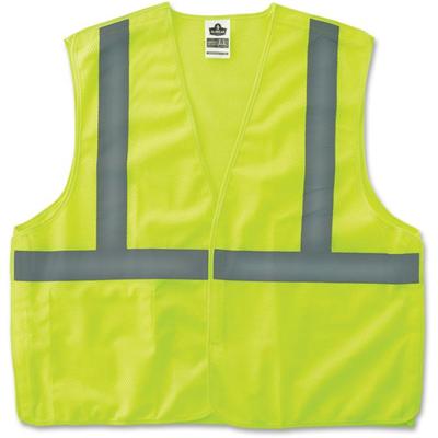 Ergodyne Lime Econo Breakaway Vest - Large/Extra Large - Lime - Reflective, Machine Washable, Lightweight, Hook & Loop Closure, Pocket - 1 Each