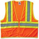 Ergodyne Class 2 Two-tone Orange Vest - 2-Xtra Large/3-Xtra Large - Orange - Reflective, Machine Washable, Lightweight, Pocket, Zipper Closure - 1 Each