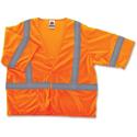 Ergodyne Class 3 Orange Economy Vest - 2-Xtra Large/3-Xtra Large - Orange - Reflective, Machine Washable, Lightweight, Pocket, Hook & Loop Closure - 1 Each