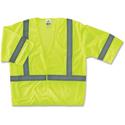 Ergodyne Class 3 Lime Economy Vest - 2-Xtra Large/3-Xtra Large - Lime - Reflective, Machine Washable, Lightweight, Pocket, Hook & Loop Closure - 1 Each