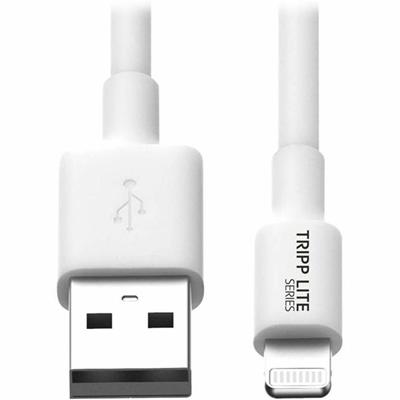 Tripp Lite series USB Sync/Charge Cable with Lightning Connector, White, 10 ft. (3 m) - 10 ft Lightning/USB Data Transfer Cable for iPhone, iPod, iPad, Chromebook - First End: 1 x USB Type A - Male - Second End: 1 x 8-pin Lightning - Male - MFI - Whi