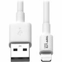 Tripp Lite series USB Sync/Charge Cable with Lightning Connector, White, 10 ft. (3 m) - 10 ft Lightning/USB Data Transfer Cable for iPhone, iPod, iPad, Chromebook - First End: 1 x USB Type A - Male - Second End: 1 x 8-pin Lightning - Male - MFI - Whi