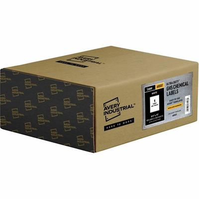 Avery&reg; UltraDuty Warning Label - 8 1/2" Width x 11" Length - Permanent Adhesive - Rectangle - Laser - White - Film - Water Resistant - 1 / Sheet - 500 Total Sheets - 500 Total Label(s) - 500 / Box