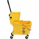 Genuine Joe 35-quart Side Press Mop Bucket & Wringer Combo - 8.75 gal - Caster - 21" x 16" x 14" - Yellow - 1 Each