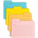 Smead SuperTab 1/3 Tab Cut Letter Recycled Top Tab File Folder - 8 1/2" x 11" - Top Tab Location - Assorted Tab Position - 11 pt. - 1 Plys - Pink, Yellow, Goldenrod, Aqua - Labeling Area, Sturdy, Durable - 10% Recycled - 12 / Pack