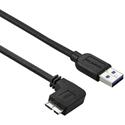 StarTech.com Slim Micro USB 3.0 Cable - M/M - Left-Angle Micro-USB - 0.5m (20in) - 1.64 ft USB/USB Micro-B Data Transfer Cable for Portable Hard Drive, Tablet, Notebook, Card Reader, PC - First End: 1 x 9-pin USB 3.0 Type A - Male - Second End: 1 x 1