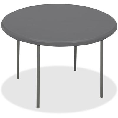 Iceberg IndestrucTable TOO Folding Table - Round Top - Four Leg Base - 4 Legs x 2" Table Top Thickness x 60" Table Top Diameter - Indoor, Outdoor - Charcoal, Powder Coated - High-density Polyethylene (HDPE), Steel - 1 Each