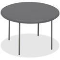 Iceberg IndestrucTable TOO Folding Table - Round Top - Four Leg Base - 4 Legs x 2" Table Top Thickness x 60" Table Top Diameter - Indoor, Outdoor - Charcoal, Powder Coated - High-density Polyethylene (HDPE), Steel - 1 Each