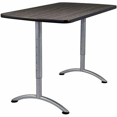 Iceberg Walnut Top Sit-to-Stand Table - Thermofused Melamine (TFM) Rectangle Top - Arch Base - 2 Legs - Height Adjustable - 36" to 42" Adjustment - 48" Table Top Length x 30" Table Top Width x 1.13" Table Top Thickness - 42" Height - Meeting, Confere