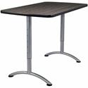 Iceberg Walnut Top Sit-to-Stand Table - Thermofused Melamine (TFM) Rectangle Top - Arch Base - 2 Legs - Height Adjustable - 36" to 42" Adjustment - 48" Table Top Length x 30" Table Top Width x 1.13" Table Top Thickness - 42" Height - Meeting, Confere