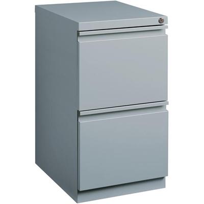 Lorell 20" File/File Mobile File Cabinet with Full-Width Pull - 15" Width x 19.9" Depth x 27.7" Height - 2 x Drawer(s) for File - Letter - Vertical - Ball-bearing Suspension, Drawer Extension, Durable, Recessed Drawer - Gray - Steel - Recycled