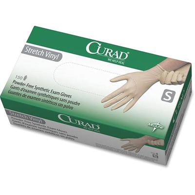 Medline Powder-free Stretch Vinyl Exam Gloves - 9.50" Glove Length - Small Size - Cream - Stretchable, Latex-free, Non-sterile - For Multipurpose - 150 / Box