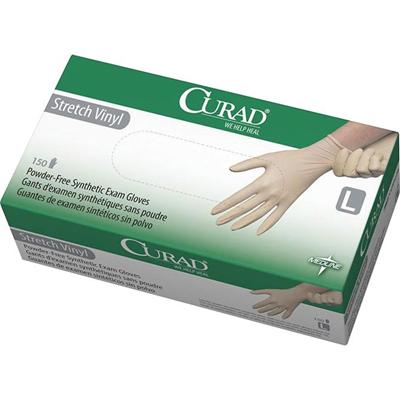 Medline Powder-free Stretch Vinyl Exam Gloves - 9.50" Glove Length - Large Size - Cream - Stretchable, Latex-free, Non-sterile - For Multipurpose - 150 / Box