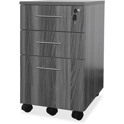 Mayline Medina Box/Box/File Mobile Pedestal - 26.8" Height x 18" Width x 15.5" Depth - Total Drawer(s): 3 - Material: Steel - Finish: Gray, Laminate - Stain Resistant, Water Resistant, Abrasion Resistant, Ball-bearing Suspension, Drawer Extension, Bu