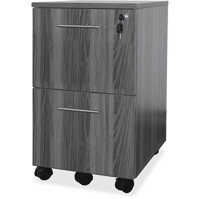 Mayline Gray Laminate File/File Mobile Pedestal File - 26.8" Height x 18" Width x 15.5" Depth - Total Drawer(s): 2 - Material: Steel - Finish: Gray, Laminate - Stain Resistant, Water Resistant, Abrasion Resistant, Drawer Extension, Ball-bearing Suspe