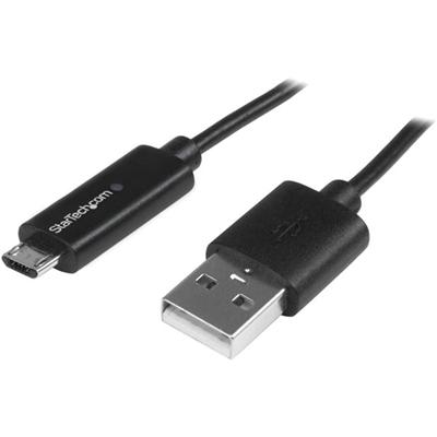 StarTech.com 1m 3 ft Micro-USB Cable with LED Charging Light - M/M - USB to Micro USB Cable - 3.28 ft USB/USB Micro-B Data Transfer Cable for Phone, Tablet, Notebook, Computer - First End: 1 x 4-pin USB 2.0 Type A - Male - Second End: 1 x 5-pin Micro