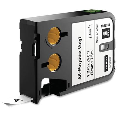 Dymo XTL All-purpose Vinyl Labels - 15/32" Width - Permanent Adhesive - Thermal Transfer - White - Vinyl - Chemical Resistant, Durable, Fade Resistant, Smear Resistant, Easy Peel, Temperature Resistant - 1 Each