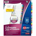 Avery 1-31 Dividers, 31 Tabs, Ready Index, Arched Tabs (11846) - 31 x Divider(s) - 31 Tab(s) - Digit - 1-31 - 31 Tab(s)/Set - 8.5" Divider Width x 11" Divider Length - 3 Hole Punched - White Paper Divider - Multicolor Paper Tab(s) - Hole-punched, Pri