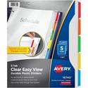 Avery&reg; Clear Easy View Durable Plastic Dividers 5 tabs, 1 set - 5 x Divider(s) - 5 - 5 Tab(s)/Set - 8.5" Divider Width x 11" Divider Length - 3 Hole Punched - Clear Plastic Divider - Multicolor Plastic Tab(s) - 5 / Set
