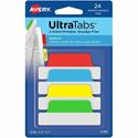 Avery&reg; 2-sided Writable Margin Ultra Tabs - 24 Tab(s) - 1" Tab Height x 2.50" Tab Width - Red Film, Clear Paper, Yellow, Green, Blue Tab(s) - 24 / Pack