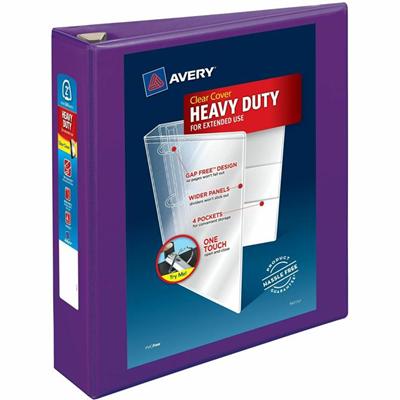 Avery Heavy-Duty View Binders - Locking One Touch EZD Rings - 2" Binder Capacity - Letter - 8 1/2" x 11" Sheet Size - 540 Sheet Capacity - 2 4/5" Spine Width - 3 x 2" Ring(s) - Fastener(s): Ring - Pocket(s): 4, Internal - Polypropylene - Purple - Rec