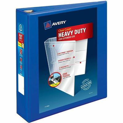 Avery&reg; Heavy-Duty View Binders - Locking One Touch EZD Rings - 2" Binder Capacity - Letter - 8 1/2" x 11" Sheet Size - 540 Sheet Capacity - 540 x 2" Ring(s) - Fastener(s): Ring - Pocket(s): 4, Internal - Polypropylene - Pacific Blue - Adhesive, C